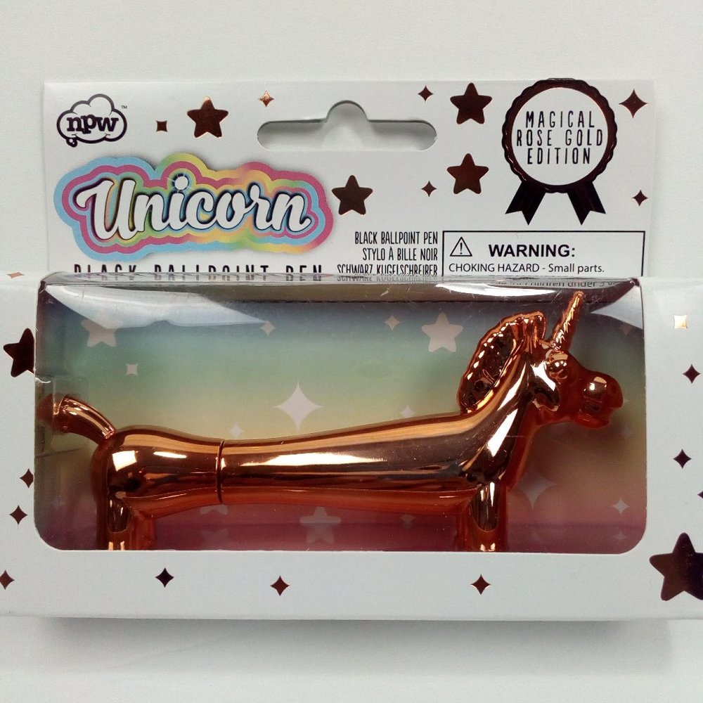 Unicorn Black Ballpoint Pen, Magical Gold Rose